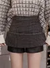 Fashion Plaid Aline Mini Skirt Women Autumn Winter High Waist Woolen Female Casual Allmatch Basic Short 220818