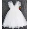 Abiti da ragazza Abito da principessa per ragazze Paillettes Pizzo bianco Tulle Matrimonio Festa di compleanno Tutu Abito soffice Bambini Abiti da sera formaliRagazza