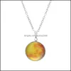 Pendant Necklaces Luminous Moon Phase Necklace Light Night Starry Sky Pendants Sweater Chain Fashion Jewelry Drop Delivery Carshop2006 Dhrli