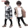 Sonbahar Kış Kış Polar Ceketler Çocuk Trenç Çocukları Siysi 2 10 Yıllık Kapüşonlu Sıcak Ekose Dış Giyim Rüzgar Dergisi Bebek Çocuk Katlar GX220818