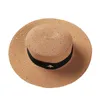 Ladies Sun Boater Flat Hats Small Bee Sequins Straw Hat Retro Gold Braided Hat Female Sunshade Shine Flat Cap RH 2208179807276