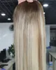 Yeni Stock Balayage Sarışın Bakire İnsan Saç Toppers Mono Taban Klipsleri ile Taşınan Kadınlar için Parçalar