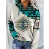 Women Aztec Geometric Printed Hoodie Embroidered Pullover Hooded Sweatwear Oversized Cotton Jumpers Unisex Silk Lined Hoodie 220818