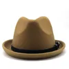 Boinas Simples Men's Felt Fedora Hat For Gentleman Winter Autumn Roll Up Brim Homburg Dad Jazz HatBoinas BoinasBoinasBoinas