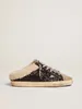 Little Dirty Shoes Designer Luxe Italien Vintage Fait Main Noir Paillettes Tourterelle Gris Daim XX et Doublure Shearling