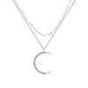 S925 argent sterling étoile lune Double collier femmes clavicule chaîne brillant diamant mode bijoux accessoires 2208189090789