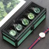 Scatole per orologi Custodie Scatola portaoggetti in alluminio di lusso per orologi da uomo Orologi da uomo Vetrina verde scuro Vetrina Idee regalo Orologio