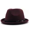Boinas Simples Men's Felt Fedora Hat For Gentleman Winter Autumn Roll Up Brim Homburg Dad Jazz HatBoinas BoinasBoinasBoinas