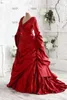Röd viktoriansk balsal prom klänning minas dracula bram stoker långärmad vampyr klänning silk gotisk karneval kostym kväll klänning