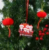 Pvc mjuk gummi juldekorationer söt julfamilj prydnad röd rutig jultomten claus hänge diy namn foto ram xmas träd ornament presenter