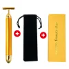 24K Gold Face Lift Bar Roller Vibration Slimming Massager Ansikt Stick Ansiktssk￶nhet Verktyg Skinv￥rd T -format vibrerande verktyg