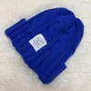 Berretto in lana con motivo patch in lino per autunno e inverno, cappello lavorato a maglia con protezione per le orecchie calda