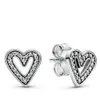 Andy Jewel Authentic 925 Sterling Silver Studs Blask Freehand Heart Studs Pasuje do Europejskiej Pandora Studs Jewelry 298685C01