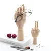 Wooden Hand Figurines Rotatable Joint Hand Model Wood Man Ornament Statue Human Model Miniature Home Decoration 220818