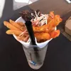 Mugghållare för mellanmål Creative Fried Chickens Fries Popcorn Muggar Hållare Engångskall dryck Mjölk Te Plastbricka bekvämt