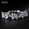 Armbandsdesigner Zakol White Color Design Cubic Zirconia Flower Chain Armband Bangle For Women Fashion Leaf Wedding Jewelry BP014