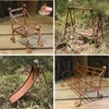 Accesorios de jardín de hadas de metal en miniatura Adornos oxidados Decoración vintage Mini Arco Puerta Jaula para pájaros Casa de pájaros Lámpara de cerca 220818