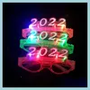 Dekorative Blumen Kränze 1 Stück blinkende 2022 LED-Gläser leuchtendes Licht Glühen Stirnband Nachtclub Bar Eye Wear Geschenk Party Bdesybag Dhumd