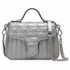 New women's handbag shoulder bag Grey quilted leather vintage silver tone accessories detachable chain shoulder strap 583571