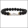 Brins perlés Bracelets perlés Naturel Noir Blanc Pierre Perle Yoga Chakra Bracelet Lava Rock Drop Livraison 2021 Jewelr Carshop2006 Dhyo6