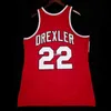 100% cousue Clyde Drexlerjersey Mens Gift Size XS-6XL Cousier les maillots de basket-ball