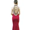 Elegant Red Aso Ebi Evening Dresses Mermaid Crystals Floor Length Long Prom Dress Evening Wear Elegant Formal Gowns Zipper Back