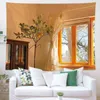 Tapis de décoration pour la maison, série fenêtre de mer, coucher de soleil, tissu de fond, tapisserie murale de chambre à coucher, J220804