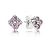 Andy Jewel Pink Oriental Blossom Stud Earrings Made of 925 Sterling Silver Fit European Pandora Style ALE Stud Jewelry 290647PCZ