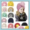 Caps Hats Europe Fashion Baby Girls Sticked Hat Knut Child Headwear Toddler Kids Warm Beanies Turban Children 12 Färger 1433 MXHOME DH5GK