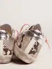 Designer di scarpe sporche con tacco con suola, lussuose sneakers italiane vintage fatte a mano con paillettes Super-Star LTD con stampa serpente