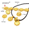 Bracciale rigido Designer etiope Set di gioielli in oro Collana con ciondolo grande moneta Orecchini Anello Dubai Regali per le donne Set da sposa africano dell'Eritrea