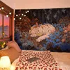 Goblen Kız ve Tiger Serisi Mandala Yatak Odası Başucu Masa Dekorasyon Duvar Bezi Halı Asma J220804