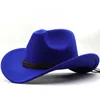 Boinas de lana para hombre y mujer, Sombrero de vaquero occidental para caballero, señora, Jazz, vaquera con sombrero de cuero, gorras, boinas, boinas