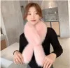 Women Real Fox Fur Scarf Winter Warm Neckerchief Shawl Wraps Grey Blue Pink