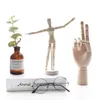 Wooden Hand Figurines Rotatable Joint Hand Model Wood Man Ornament Statue Human Model Miniature Home Decoration 220818