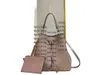 Cowhide Lady Drawstring bag Leather emboss Fashion Totes Shoulder bags with Serial number Mini wallet Handbags