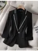 Giacca da donna bianca nera blazer estivo mezza manica giacca da donna sottile stile coreano con scollo a V abito da ufficio cappotto abbigliamento 220818