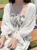 Frauen Sommer Sonnenschutz Mantel Spitze Bogen Rüschen Strickjacke Shirt Weibliche Bluse Tops für Frau Abdeckungen Blusa Weiß Y2K Koreanische hemd 220818