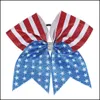 Accessoires pour cheveux 15869 Jour de l'Indépendance Enfants Queue Arc Élastique Filles Enfants Star Stripes Bowknot Anneau Grande Queue Hirondelle Il Mxhome Dh8E0