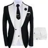 Costumes de mariage élégants pour hommes noir blanc marié garçons d'honneur Homme Blazer marié smoking Slim Fit Costume formel Homme 220817