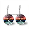 Charme Arbre de vie Sier Couleur Boucles d'oreilles Mode France Cabochon Verre pour femmes Earhook Bijoux Drop Livraison 2021 Dhseller2010 Dhrts