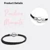 Damen Armbänder 925 Silber Schnalle Pandora Double Circle Woven Lederarmband 590745