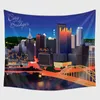 Wall Hanging Home Decor Neon Cityscape Art Tapestry Yoga Mat Beach Towel J220804