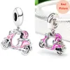 Ny populär 925 Sterling Silver Charm 14K Rose Gold Pink Scooter Charm för Pandora Armband smycken Fashion Accessories Gift