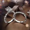 Vintage squarecut 6ct Lab Diamond Promise Ring 100% Real 925 Sterling Silver Compromiso Anillos de boda para mujer Joyería