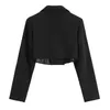 Vrouwen Punk Gothic bijgesneden blazer met metalen keten Harajuku Design Streetwear Chic Patchwork Suit Office Lady Commute Short Coat 220818