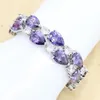 Link Bracelets Chain Silver Color Bracelet For Women Multicolor Purple Blue Zircon Eight Colors Available Wedding JewelryLink