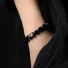 Bangle Designer Cubic Black SboSidian مع إكسسوارات النحاس العتيقة المصنوعة يدويًا المجوهرات الحجرية الحجرية للرجال 6986517