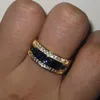 Sapphire Full Diamond 18 -krotnie złote pierścienie dla kobiet Bague lub Jaune Bizuteria Jewelry Anillos Men Men Anel 2208186356384