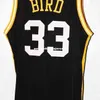 Дешевые пользовательские Ларри Берд #33 Вэлли в средней школе Джерси баскетбола черная белая вышива